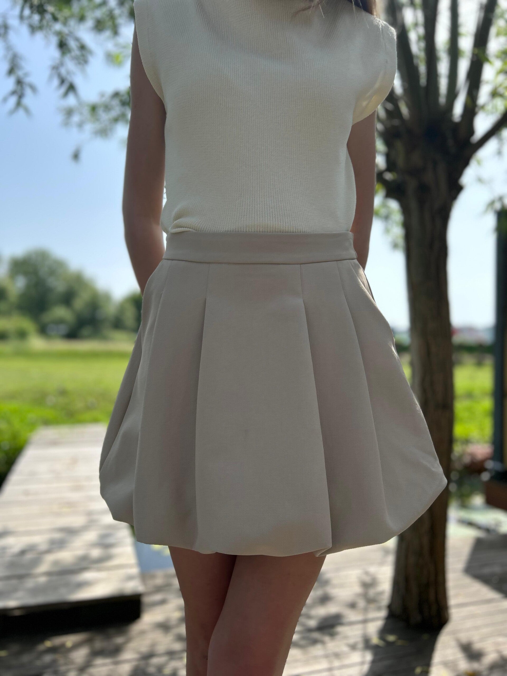 Ballon rokje beige