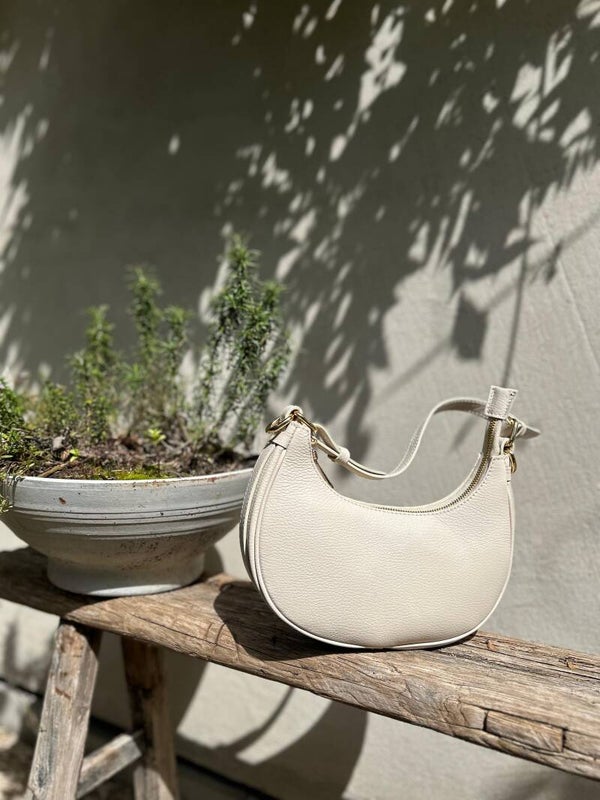 beige leren tasje