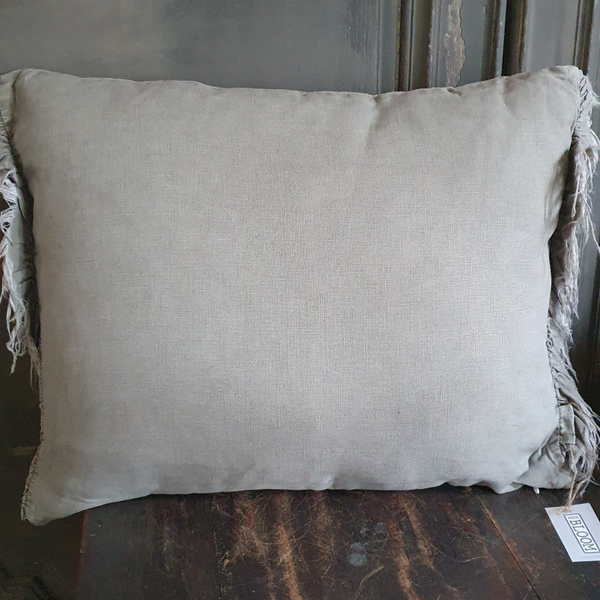 Vintage Linnen Kussen Olive Grey