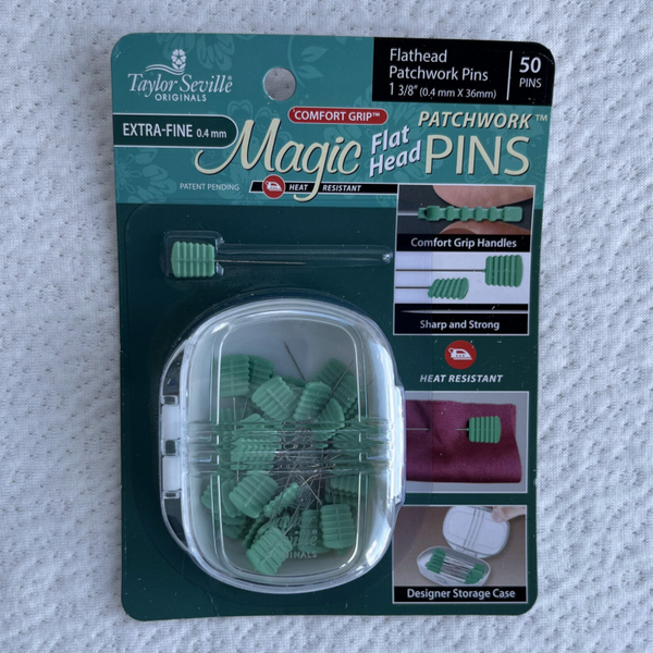 Taylor Seville Originals Magic Flat Head Patchwork Pins – Extra Fine, 50 pcs