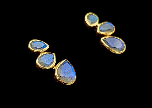 Vermeil op zilver oorbellen met edelstenen labodoriet. 2024/507