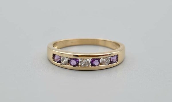 Vintage ring met edelsteen toermalijn en witte topaas. 2022/310