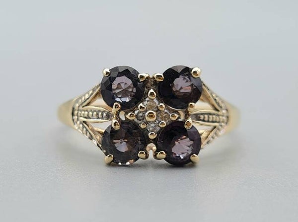 Vintage ring met edelsteen saffier en diamant.  2023/147