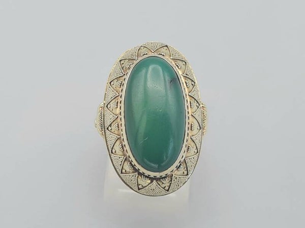 Vintage ring met edelsteen malachiet.  2023/354