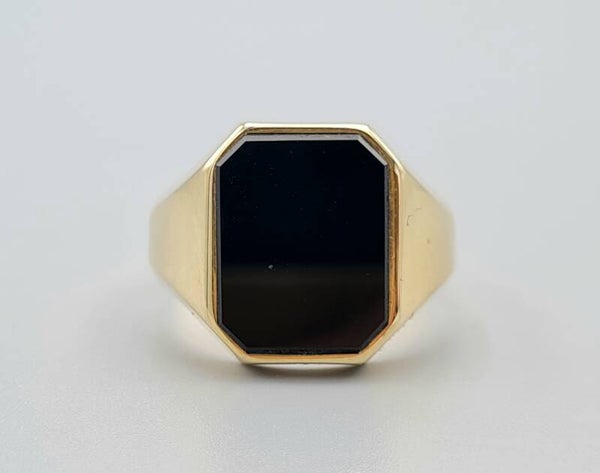 Vintage heren zegelring met onyx.  2023/369.