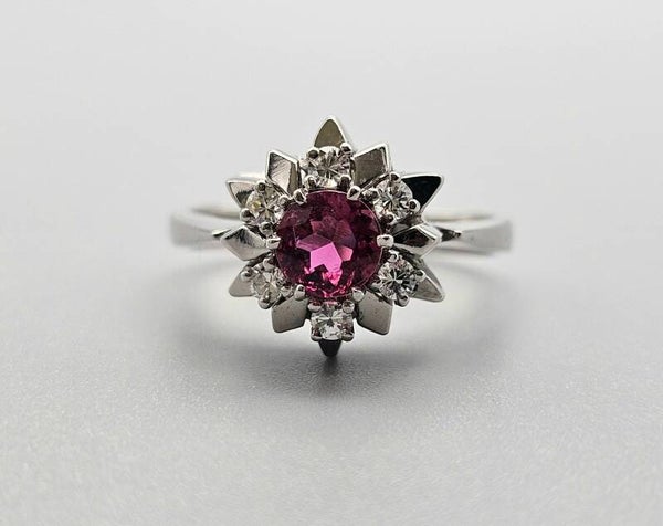 Vintage ring met edelsteen toermalijn en diamant. 2023/537