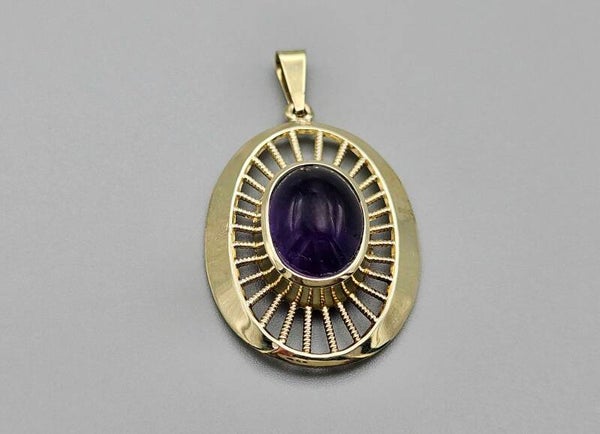 Vintage gouden hanger met amethist. 2024/45