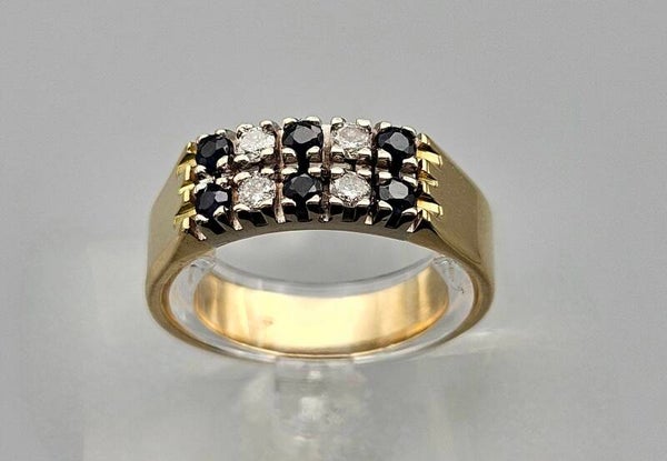 Vintage ring met edelsteen saffier en diamant.  2024/137