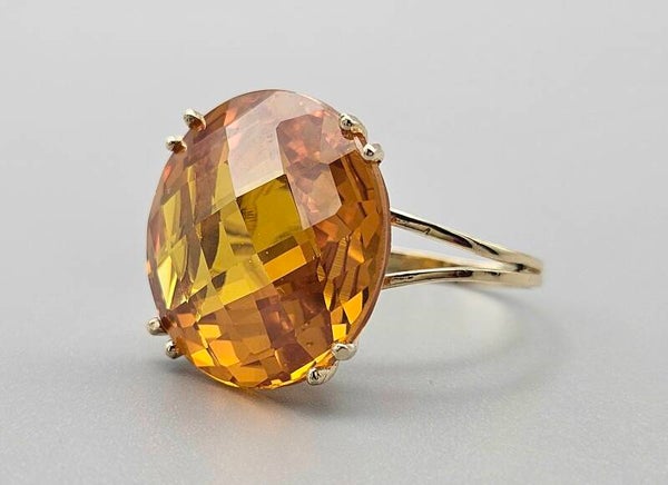 Vintage cocktail ring met edelsteen citrien. 2024/V6