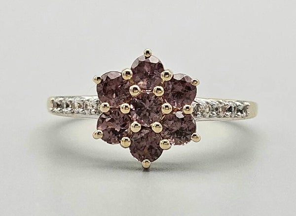 Vintage ring met edelsteen toermalijn en diamant. 2024/322