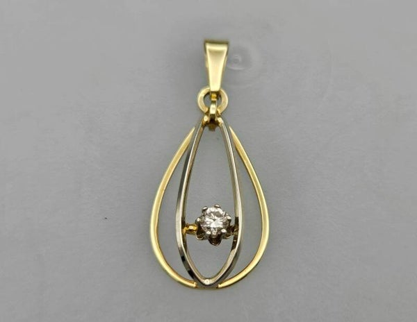 Gouden vintage bi-color hanger met diamant.Ca: 0.23 ct. 2024/367