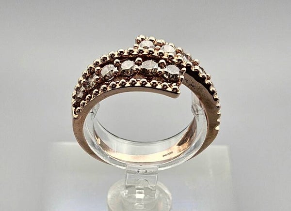 Vintage ring met champagne diamanten. Ca: 0.25 ct. 2024/396.