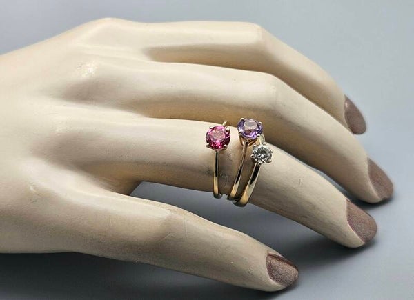 Vintage solitair ring met edelsteen amethist. 2024/V40