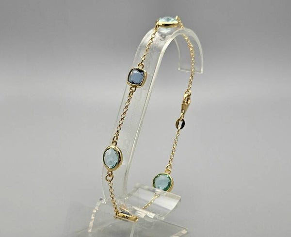 Gold Plated Silver armband  met edelstenen swiss blauwe topaas. 2026/400