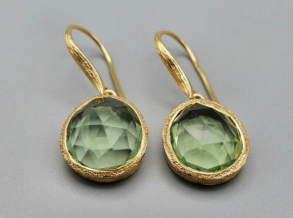 Vermeil  op zilver oorbellen met edelstenen aventurijn. 2024/537.