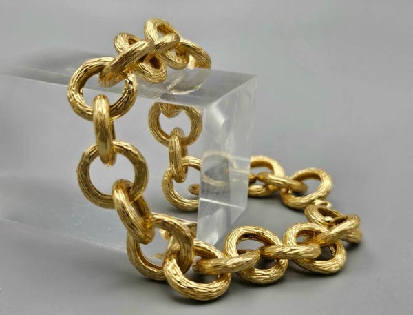 Vermeil op zilver schakel armband in scandinavisch design. 2024/570.