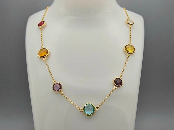 Gold Plated Silver ketting met edelstenen. 2026/411