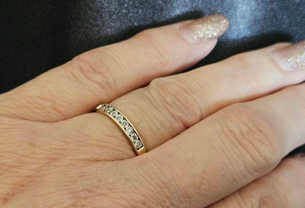 Vintage bi-color aanschuifring met diamanten Ca: 0.09 ct. 2025/47