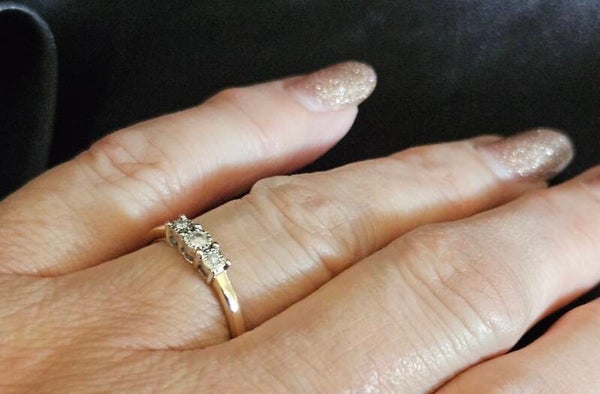 Vintage bi-color aanschuifring met diamanten Ca: 0.36 ct. 2025/56.