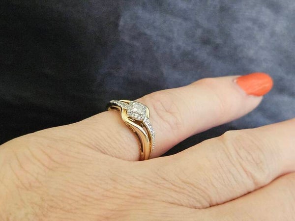Vintage bi-color aanschuifring met diamanten Ca: 0.50 ct. 2025/93