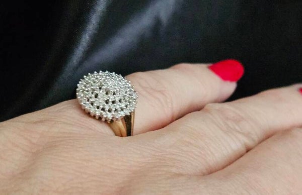 Vintage bi-color cocktailring met diamanten. Ca: 0.60 ct. 2025/102.
