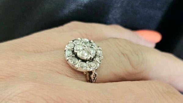Gouden antieke design ring met diamanten Ca: 1.00 ct. 2025/229.