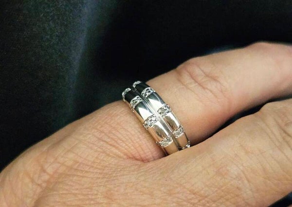 Vintage design ring met diamanten Ca: 0.15 ct. 2025/416.