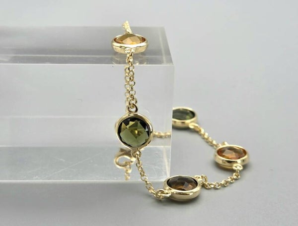 Gold Plated Silver armband met edelstenen citrien, topaas en rookkwarts. 2026/408