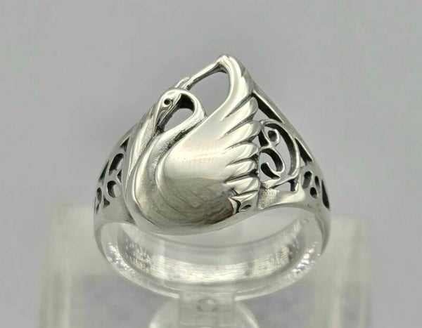Zilveren Art Nouveau ring met zwaan. 2026/270