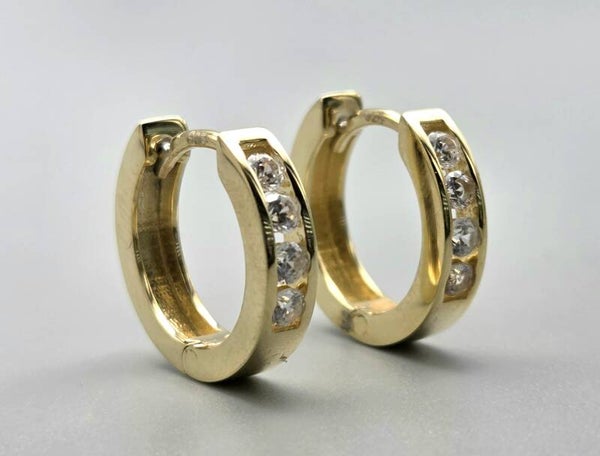 Gold Plated Silver oorbellen met edelstenen zirkonia. 2025/730