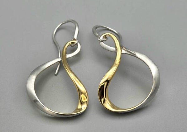 Vermeil op zilver bi-color venetie oorbellen. 2025/776