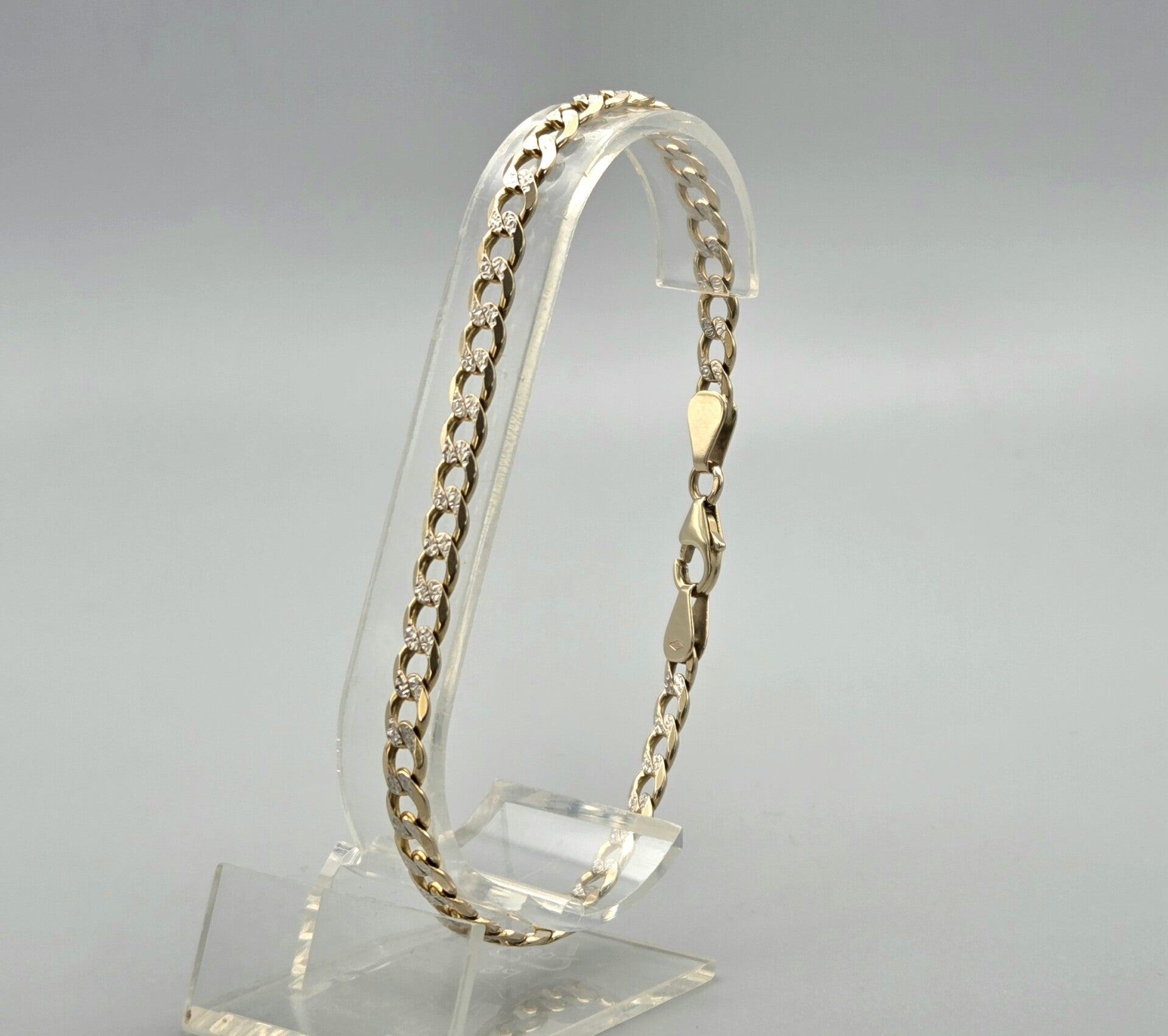 Gouden vintage bi-color schakel armband. 2025/799