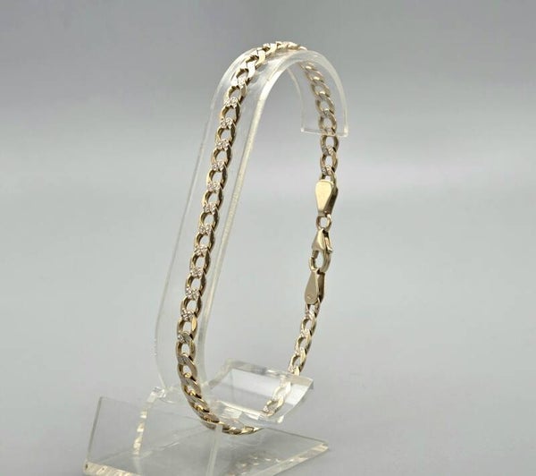 Gouden vintage bi-color schakel armband. 2025/799