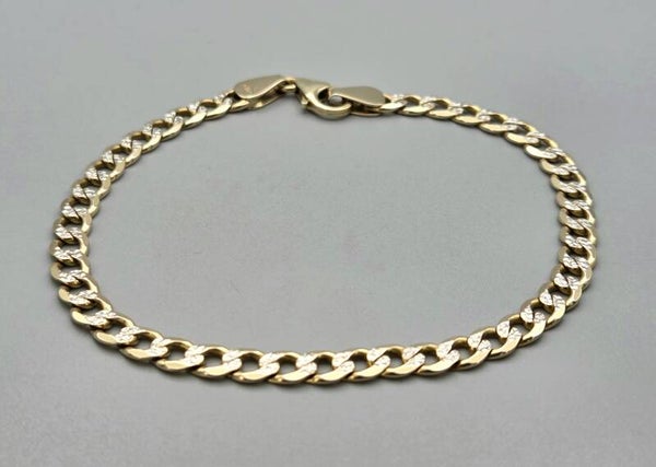 Gouden vintage bi-color schakel armband. 2025/799