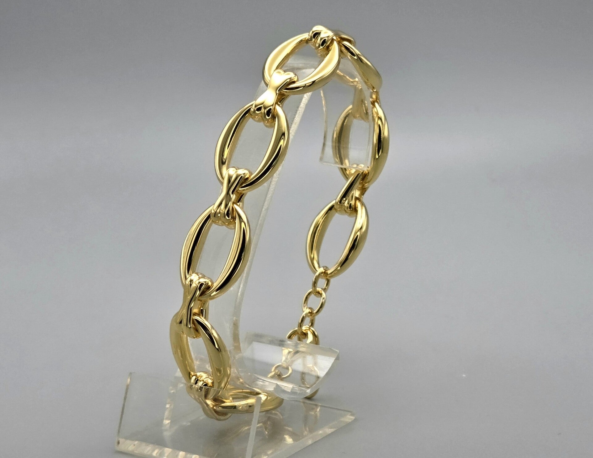 Vermeil op zilver fantasie schakel armband. 2026/59.