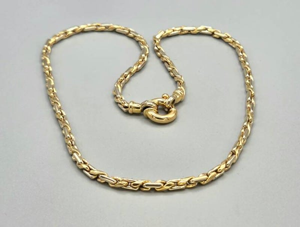 Gouden vintage bi-color schakel ketting/collier. 2026/94.