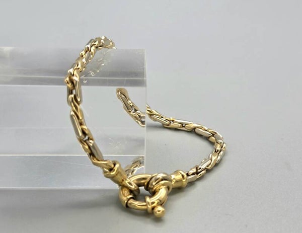 Gouden vintage bi-color fantasie schakel armband. 2026/91.