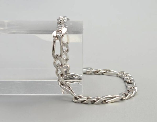 Zilveren figaro armband met lobsterslot. 2026/287