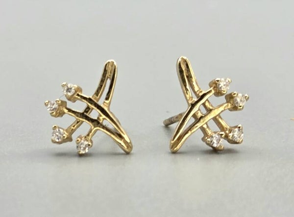 Vintage gouden oorbellen met zirkonia's. 2026/325