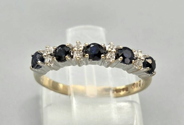Vintage ring met edelsteen saffier en diamant. 2026/347