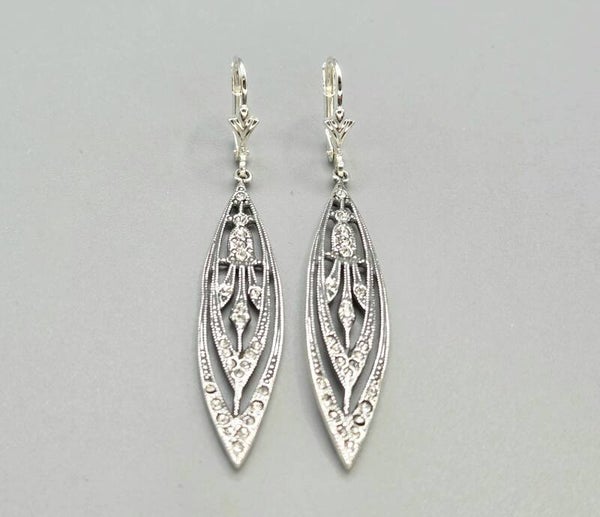 Zilveren Art Deco oorbellen met Swarovski Kristallen. 2026/354