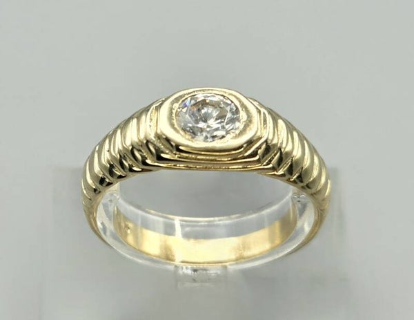 Gouden herenring met zirkonia. (Pinkring). 2026/355