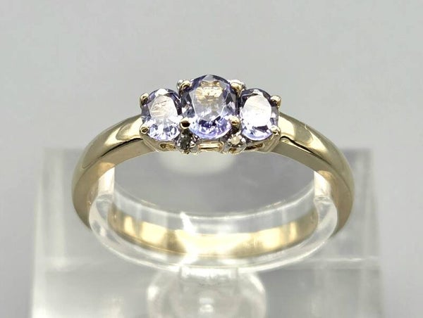 Vintage ring met edelsteen tanzaniet en diamant. 2026/372