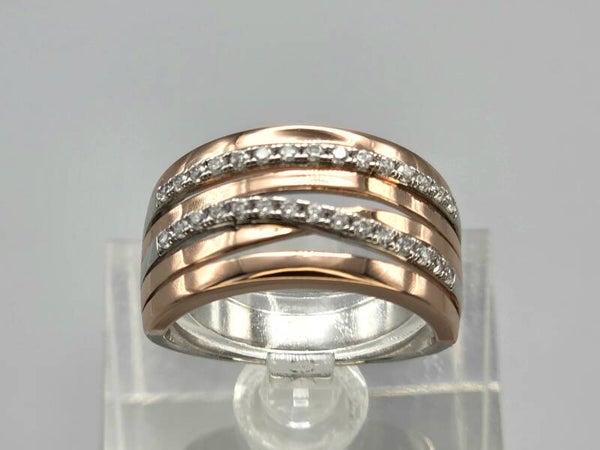 Gold Plated Silver rosé-color design ring met zirkonia. 2026/394