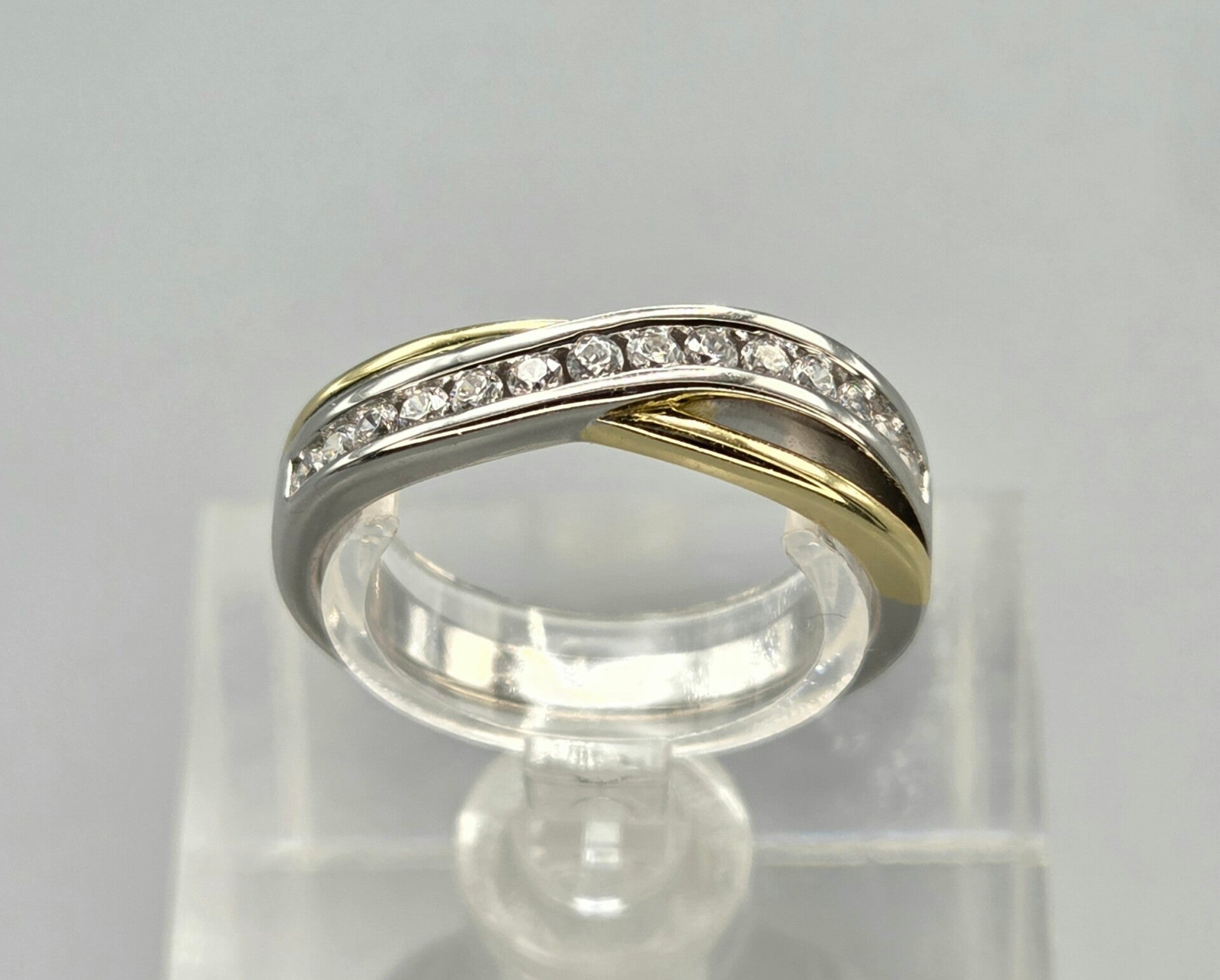 Gold Plated 2 kleuren Silver ring met zirkonia. 2026/380