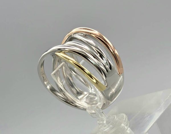 Gold Plated Silver tri-color design ring. 2026/377