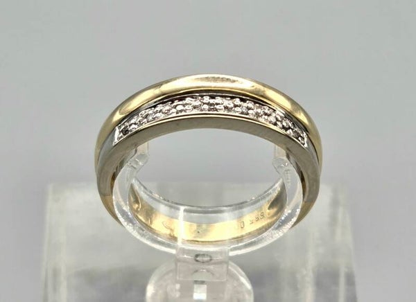 Vintage bi-color aanschuif ring met diamant. Ca: 0.10 ct. 2026/425