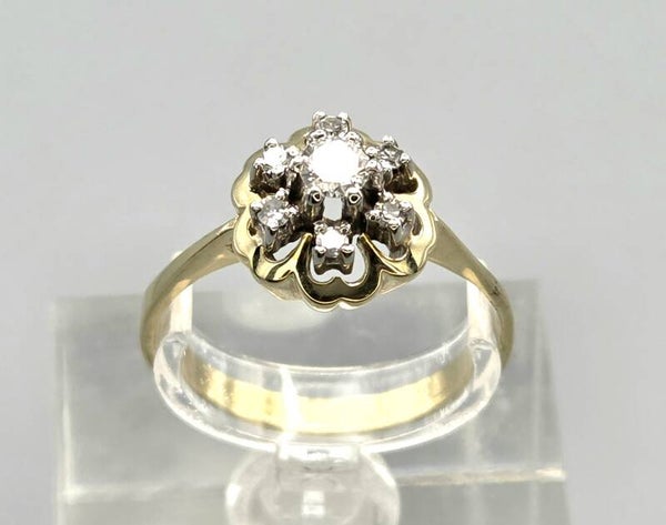 Vintage bi-color solitair design ring met diamant. Ca: 0.25 ct. 2026/422