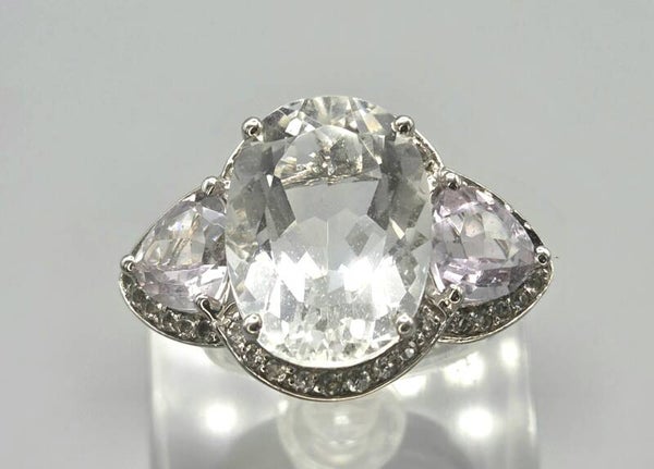 Vintage ring met edelstenen topaas en morganiet. 2026/431