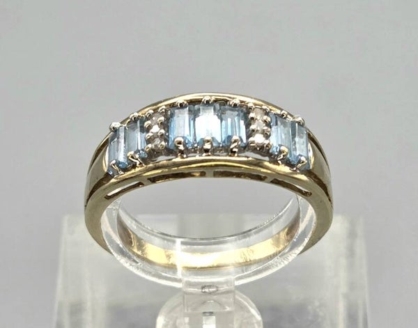 Vintage ring met edelsteen topaas en diamant.  2026/434